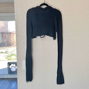 Hot Topic Distressed Crop Hoodie